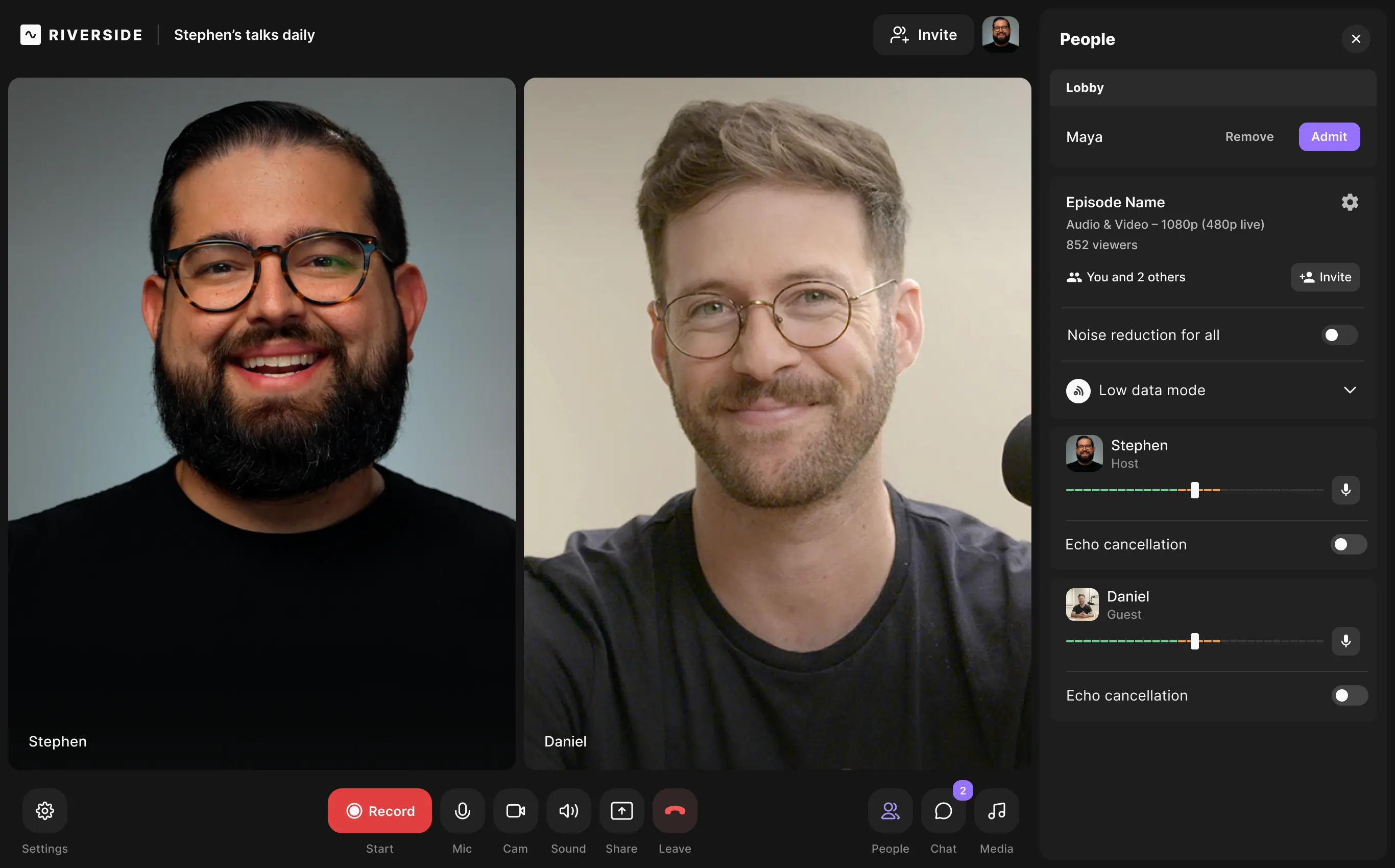 Host video call recording